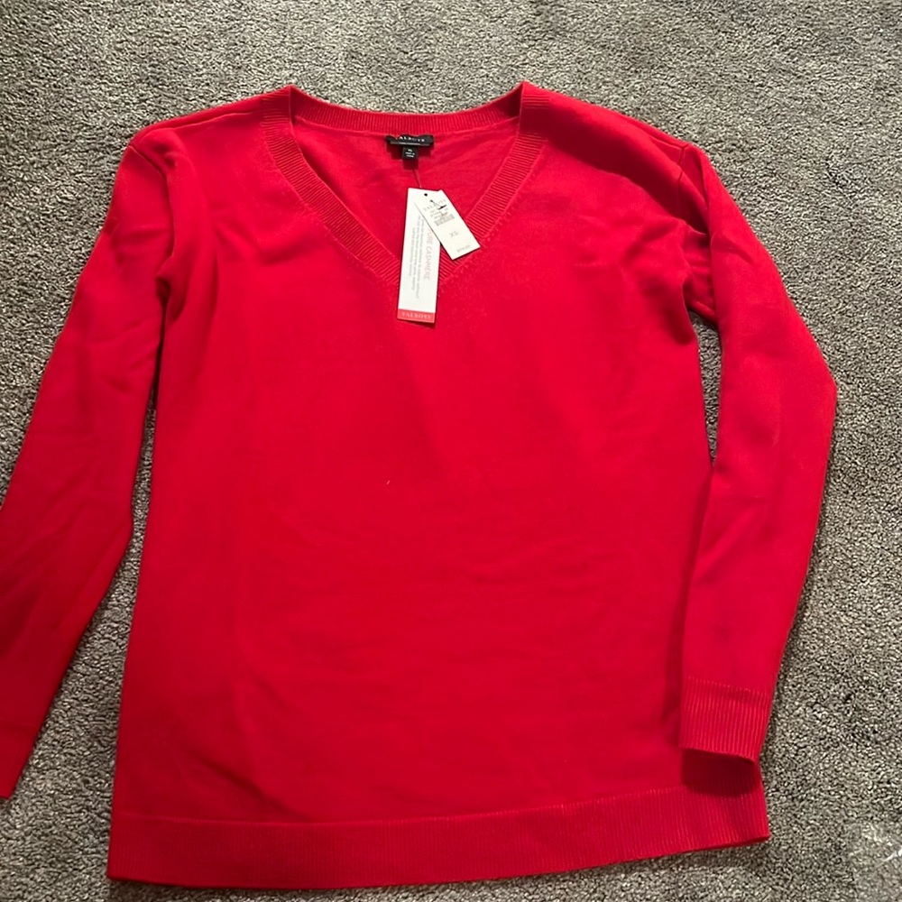 NWT Talbots Red Cashmere V neck sweater XS